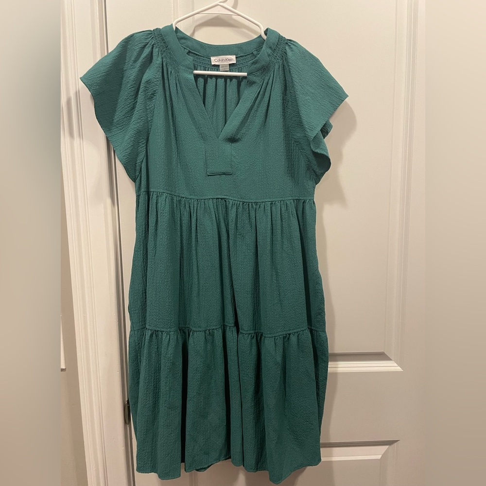 Calvin Klein Teal Tiered Dress